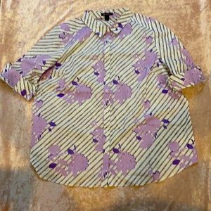 Roaman’s Purple 3/4 Sleeve Tunic Floral Stripe Women’s size 24W